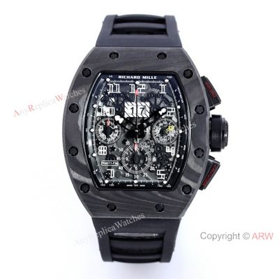 Swiss Richard Mille Rm011-Fm Carbon Fiber Watch Red Demon Version Rubber Band